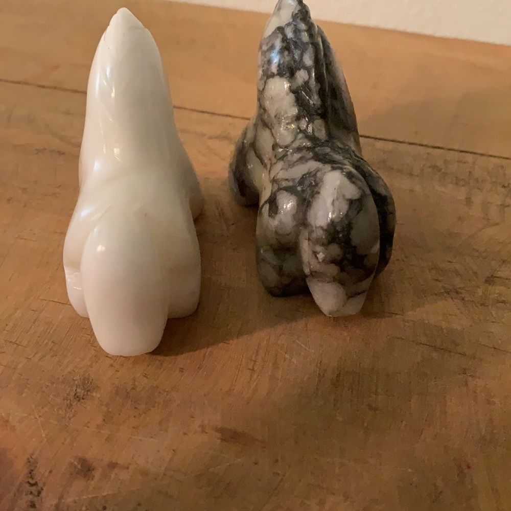 Hand Carved Marble Horse Figurine Sculptures (2) - Picture 4 of 7